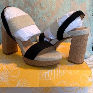 COPY - Yellowbox cork sandals with black straps.